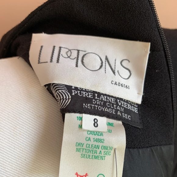 Vintage Black 'Liptons' Long Sleeve Wool Professional Power Dress - Picture 5 of 11